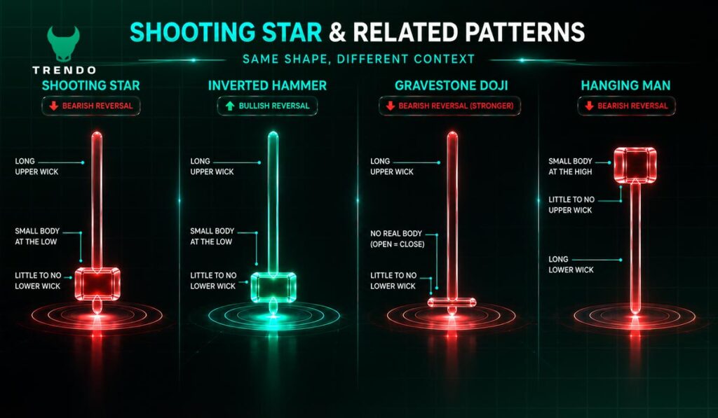 Shooting Star vs Similar Candlestick Patterns